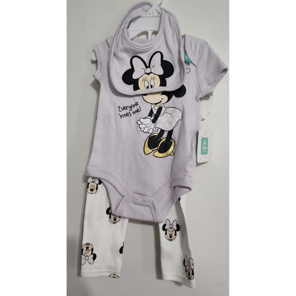 Disney Newborn Baby Girls Layette Set, 3pcs Bib Set 3/6 Months New With Tags